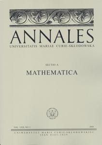 Okładka: Annales UMCS, sec. A (Mathematica), vol. LXX, No. 1 