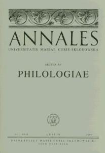 Okładka: Annales UMCS, sec. FF (Philologiae), vol. XXIII