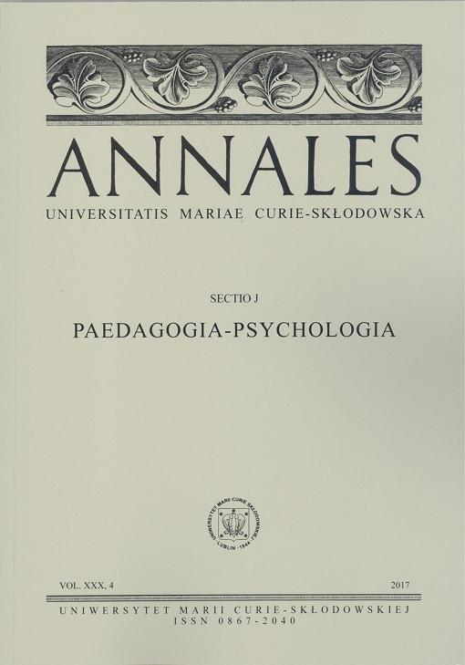 Okładka: Annales UMCS, sec. J (Pedagogia-Psychologia), vol. XXX, 4. Zagrożenia w sferze działań pomocowych