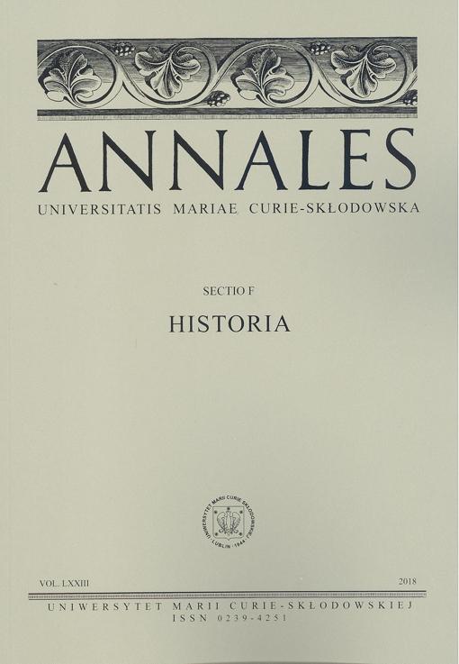 Okładka: Annales UMCS, sec. F (Historia), vol. LXXIII