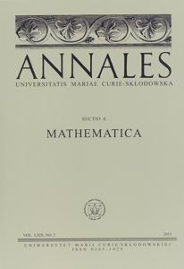 Okładka: Annales UMCS, sec. A (Mathematica), vol. LXIX, NO. 2
