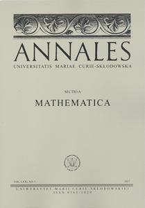 Okładka: Annales UMCS, sec. A (Mathematica), vol. LXXI, NO. 1