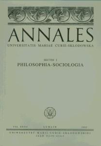Okładka: Annales UMCS, sec. I (Philosophia - Sociologia), vol. XXVIII/2003