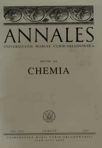 Okładka: Annales UMCS, sec. AA (Chemia), vol. LVII