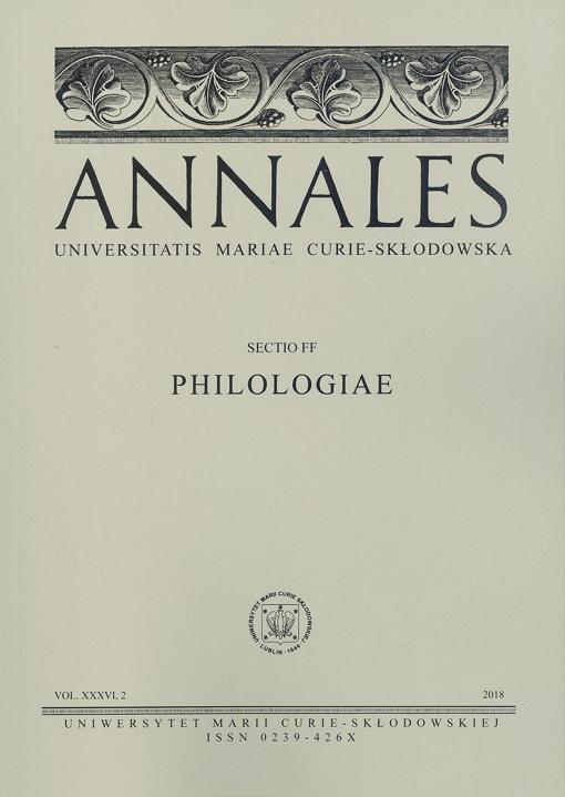Okładka: Annales UMCS, sec. FF (Philologiae), vol. XXXVI, 2. Literatura i kultura XX-XXI wieku