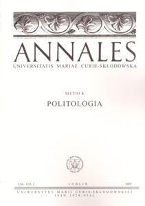 Okładka: Annales UMCS, sec. K (Politologia), vol. XVI, 2