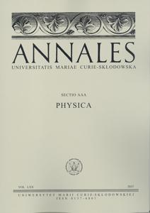 Okładka: Annales UMCS, sec. AAA (Physica), vol. LXX