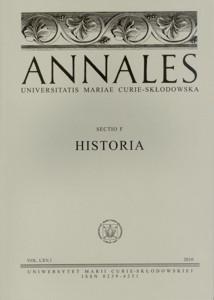 Okładka: Annales UMCS, sec. F (Historia), vol. LXV, 1