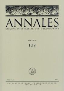 Okładka: Annales UMCS, sec. G (Ius), vol. LX, 1