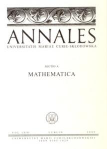 Okładka: Annales UMCS, sec. A (Mathematica), vol. LXIII
