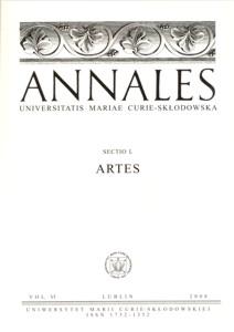 Okładka: Annales UMCS, sec. L (Artes), vol. VI