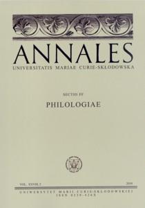Okładka: Annales UMCS, sec. FF (Philologiae), vol. XXVIII, 2