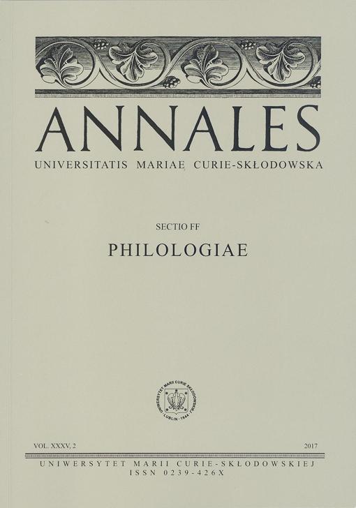 Okładka: Annales UMCS, sec. FF (Philologiae), vol. XXXV, 2. Lustra i inne