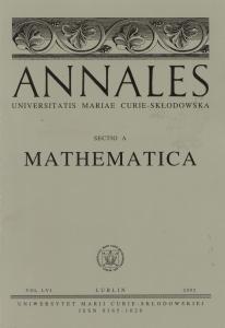 Okładka: Annales UMCS, sec. A (Mathematica), vol. LIX