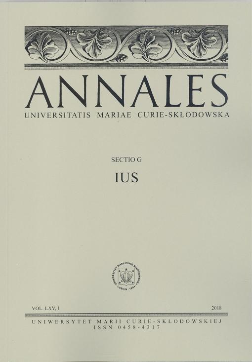 Okładka: Annales UMCS, sec. G (Ius), vol. LXV, 1