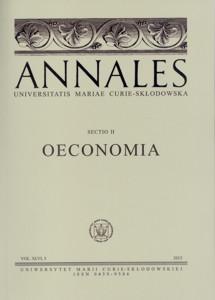 Okładka: Annales UMCS, sec. H (Oeconomia), vol. XLVI, 3