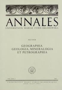 Okładka: Annales UMCS, sec. B (Geographia, Geologia, Mineralogia et Petrographia), vol. LXVI, 2
