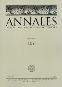 Okładka: Annales UMCS, sec. G (Ius), vol. LIX, 2